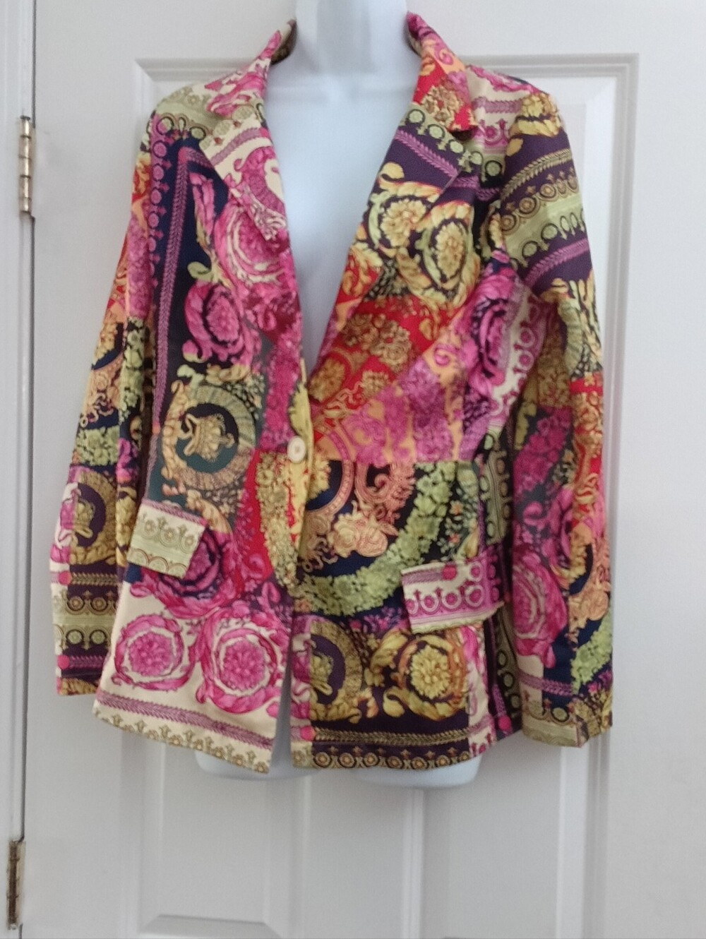SHEIN Pink Multi-Print Women’s Blouse SIZE LARGE - Picture 5 of 8